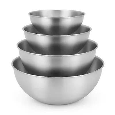 Obrázek produktu pro Gardenko Sada misek nerezová ocel 304 (18/8) 4 kusy 0,8L až 3,6L, Kovové kuchyňské mísy pro vaření saláty těsto pečení praktická souprava do kuchyně