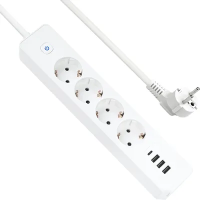 Zdjęcie produktu dla Listwa zasilająca z portem USB-C - Wielokrotne gniazda - 4 gniazda - 3680 W - 16 A - Biała