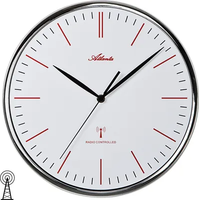 Produktbild von Atlanta 4494 Wanduhr Funk Funkwanduhr analog silbern mit Glas
