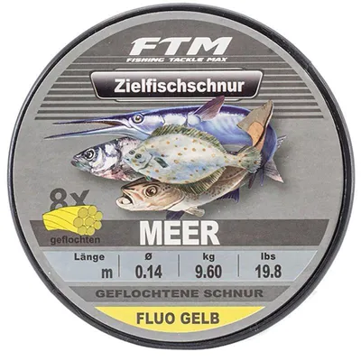Produktbild von FTM Zielfisch Schnur geflochten Meer fluo gelb 150m 0,16 mm//11,3kg
