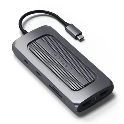 Image de Satechi USB-C Multiport MX adaptateur – Double sortie HDMI 4K – Conçu pour appareils M1 – Charge USB-C PD jusqu'à 100W