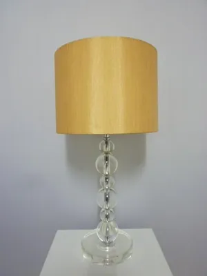 Produktbild von Tischleuchte Virag Lampe Kristallfuß Stoffschirm Nachttischleuchte Tischlampe