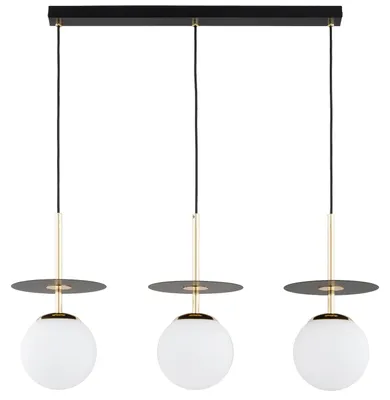 Obrázok produktu pre Závesná lampa s bielymi guľami QEENCY, čierna, 3xE14x10W, kov, rozmery: 80x20x76 cm, IP20, Alfa