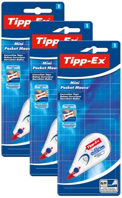 Produktbild von Tipp-Ex Mini Pocket Mouse Korrekturroller, Korrekturband 6m x 5mm, 3 x 1er Pack
