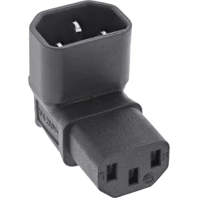 Produktbild von InLine® Netzadapter IEC 60320 C14 / C13, oben/unten gewinkelt, 3pol. Kaltgeräte
