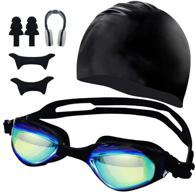 Image de Omgoods - Lunettes de natation unisex avec clips nasaux et bouchons d'oreille