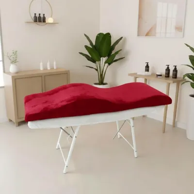 Produktbild von Wellenmatratze 190x70 cm mit Memory-Schaum & Veloursbezug – Anatomische Matratze für Kosmetikliege, Wimpernverlängerung & PMU, rot