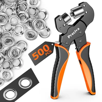 Immagine prodotto di Set di 500 occhielli, diametro interno 10 mm, sistema a leva, acciaio temprato, colore argento