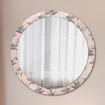 Produktbild von Ø90cm Spiegel - Glasrahmen mit Aufdruck - Wandspiegel Schlafzimmer - Vogel Paradies