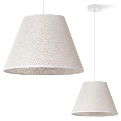 Produktbild von Pendelleuchte Jute Weiß mit Kegelschirm Weiß 30 cm E27 – Moderne Hängelampe