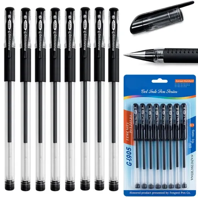 Produktbild von Gelstifte Fineliner Schwarz 0,5 mm 8 Stück Schreibstifte Set für Schule Büro Notizen Skizzen Bullet Journal