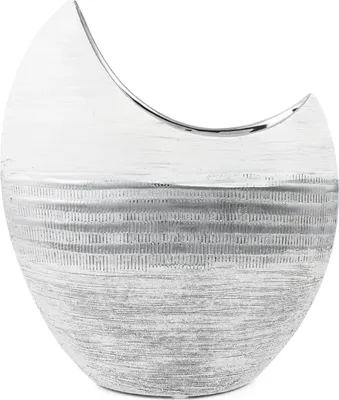 Image de BRUBAKER Vase 'Luna' 23,5 cm de hauteur Porcelaine couleur argent blanc