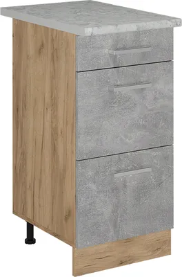 Produktbild von Küchenunterschrank Vicco R-Line Beton 40 cm mit Schubladen, AP Marmor, Model 53385
