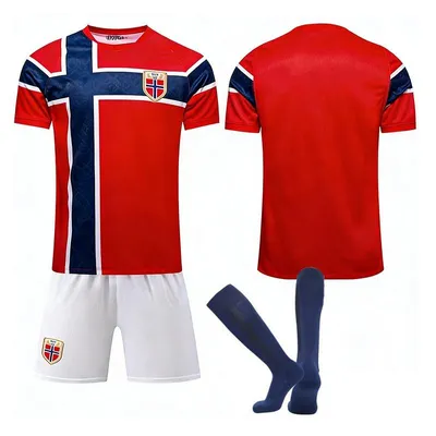 Immagine prodotto di No name no number Maglia da calcio della Norvegia per i Mondiali 2026, disponibile per bambini e adulti. TAGLIA:S