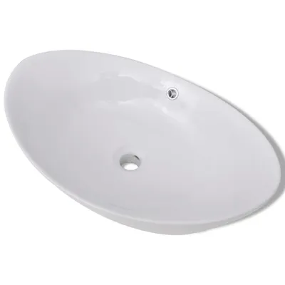 Produktbild von Keramik Waschbecken Keramikspülen Überlauf Oval 59 x 38,5 cm