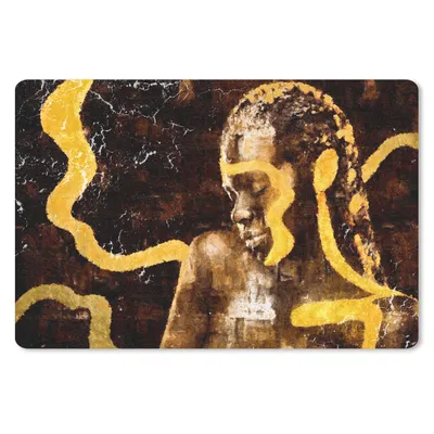 Produktbild von MuchoWow® Schreibtischunterlage Frau - Schwarz - Gold 60x40 cm - XXL Mauspad - Großes Mauspad
