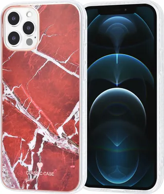 Produktbild von UNIQ Classic Case iPhone 12 - 12 Pro TPU Back Cover - Marble Red