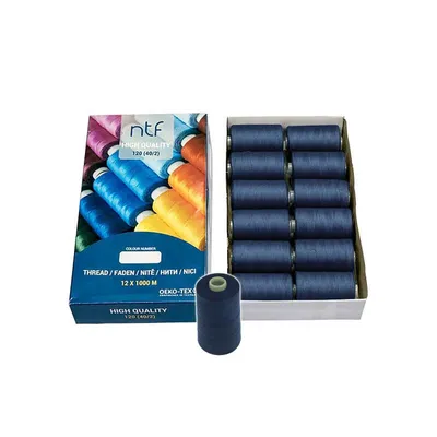 Produktbild von Universal Nähgarn Polyester 12 Spulen 40/2 120er je 1000m Allesnäher Farbwahl