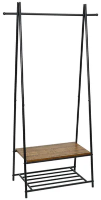 Produktbild von Kleiderständer mit Schuhregal und Ablage, Metall braun, 64 x 41 x 162 cm, für Flur