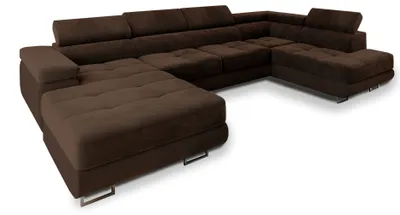 Produktbild von Masseno Ecksofa CASONE R-S mit Schlaffunktion U-Form, Sofa mit Bettkasten, Wohnzimmersofa, Couch, Soffa, Bettsofa, Couchgarnitur- Braun, MONOLITH 29