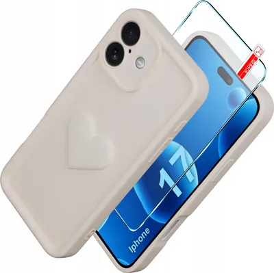 Produktbild von iPhone 17 CASE Silikonhülle MATT Herz + Schutzglas 9H