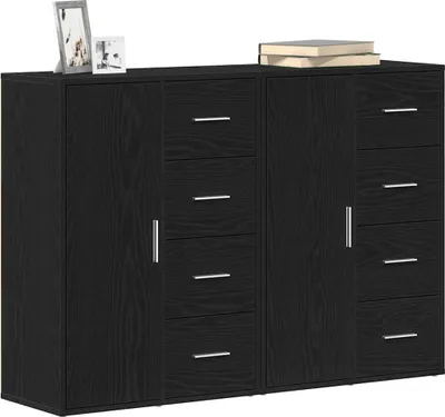 Image de Buffet vidaXL, 2 pièces, noir, aspect chêne, 60 x 31 x 84 cm