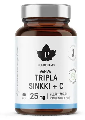 Obrázek produktu pro Triple Zinc 25mg + Vitamin C 60 kapslí (Zinek s vitamínem C)
