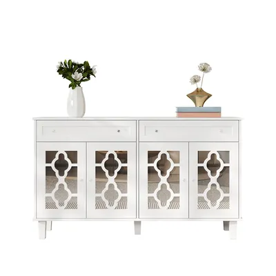 Produktbild von Sideboard mit vier Spiegeltüren und Schubladen Aufbewahrungsschrank Schubladenschrank für Esszimmer und Wohnzimmer
