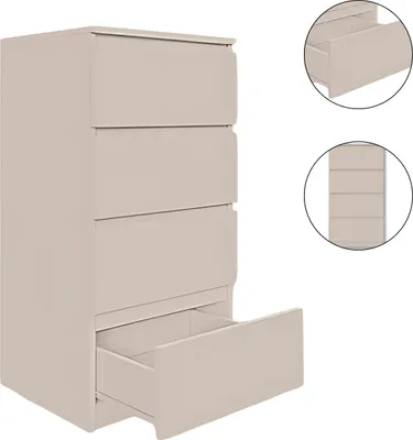 Zdjęcie produktu dla YUMEBLY | Komoda z 4 szufladami 50x97x40 cm – szafka do sypialni, salonu, biura i pokoju dziecięcego | Kaszmir kremowa