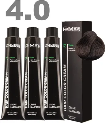 Produktbild von FemMas Haarfarbe mit Arganöl Mittelbraun Intensiv 4.0 | 3x100 ml