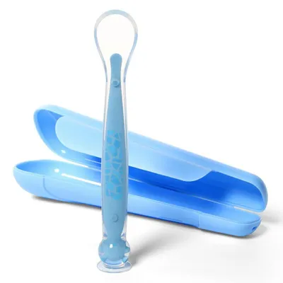 Image de Cuillère à ventouse pour bébé Mint/Bleu 6m+ BabyOno