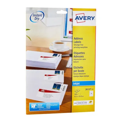 Obrázek produktu pro AVERY J8159-15 Inkoustový adresní štítek AVERY, 63,5 x 33,9 mm, bílý