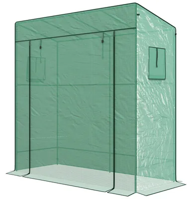 Productafbeelding van Tuinhuis met schuifdeur en 2 ramen | Kleur: Groen | Afmetingen: 77x196x197/178 cm