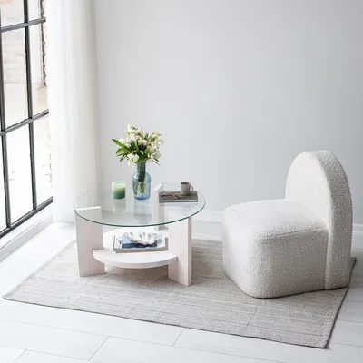 Image de Skye Decor, Mahal - White, tables basses, blanc, verre, 75 x 40 x 75 cm