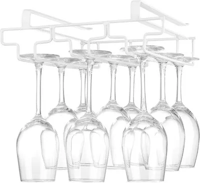 Produktbild von Weinerglas-Halter unter dem Schrank - Glas-Halter für Weinflaschen - Weiß - Metall