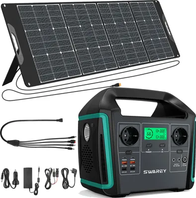 Produktbild von SWAREY Tragbare Stromzeuger S1000 Solargenerator, 1000W(Peak 1500W) Powerstation , 725,76Wh Lithium-Ionen Batterie mit 200W Solarpanel für Autoreisen, Wohnmobile, Camping