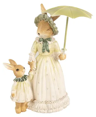 Image de Clayre & Eef Figurine Lapin 21 cm Marron Vert Polyrésine