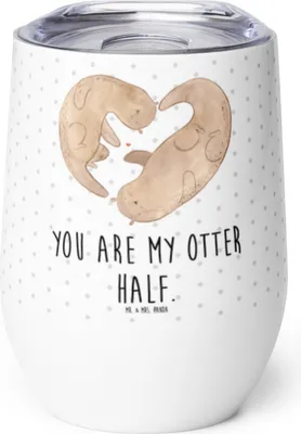 Produktbild von Mr. & Mrs. Panda thermosbecher Otter Herz - Weiß - Geschenk, Thermo Becher, Liebe, Thermobecher, Isolierbecher, glühwein tasse, kaffee