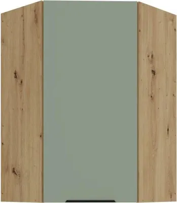 Produktbild von Hoher Eckschrank LUNARA 1 – 60 x 60 cm, grün / Eiche (handwerklich)