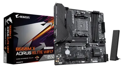 Productafbeelding van GIGABYTE B550M X AORUS ELITE WIFI7 moederbord, AMD, socket AM4, compatibel met AMD Ryzen 5000-serie, AMD Ryzen 4000-serie, AMD Ryzen 3000-serie, socket AM4, DDR4-SDRAM, 128 GB