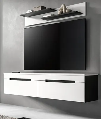 Produktbild von Set "Cooper" Weiß und Grau, TV-Lowboard hängend / stehend 170 cm inkl. Wandboard