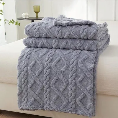 Produktbild von Fleece-Decke für Doppelbett – warm und bequem – 1 Stück – grau-blau – 150 x 200 cm