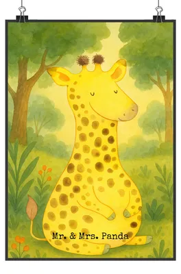 Produktbild von Mr. & Mrs. Panda Bild Giraffe Zufrieden Design DIN A0 - Weiß - Geschenk, drucke, kunstdruck poster, Abenteuer, wanddeko, Glück, Afrika, Wandbild