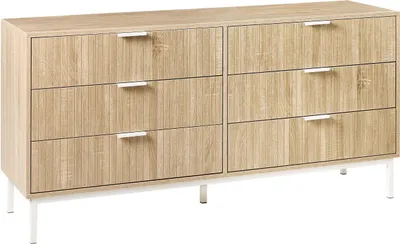 Produktbild von BELIANI Kommode Hellbraun MDF 6 Schubladen Metallbeine Griffe Modernes Design Schlafzimmer Wohnzimmer