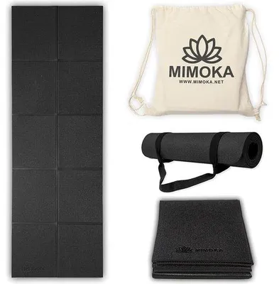 Productafbeelding van Famanu yogamat met antislip oppervlak, 8 mm dik - Opvouwbaar, ideaal voor Pilates en buikspieroefeningen, 183 x 63 cm
