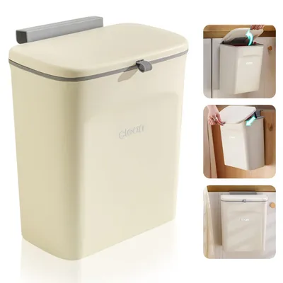 Immagine prodotto di Contenitore per rifiuti organici da cucina, capacità 10 litri, da appendere, con coperchio, colore crema