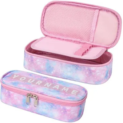 Image de Grand cartable pour fille, 2 compartiments, porte-crayons, rose
