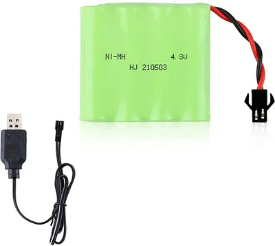 Immagine prodotto di Batteria ricaricabile Ni-MH 4,8V 1200mAh per auto telecomandate | Caricatore USB incluso | Ricarica rapida, tempo di riproduzione di oltre 18 minuti, verde