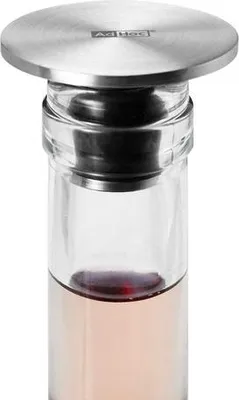 Produktbild von AdHoc Champ Weinflaschenverschluss - Ø 4,5cm - Edelstahl Weinstopper mit luftdichtem Silikonverschluss und flachem Design für Frischhalten und Lagerung im Kühlschrank