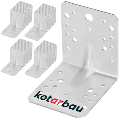 Produktbild von KOTARBAU® Winkelverbinder 105x105x90mm mit Rippe Sicke Lochwinkel Bauwinkel Holzverbinder Balkenwinkel Verbinder  Silber Winkel 50 Stk.
